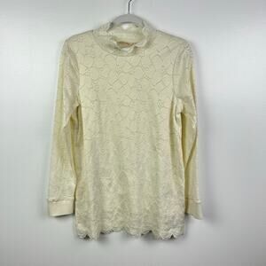 Soft Surroundings Ivory Cream Lace Long Sleeved Blouse Size Small